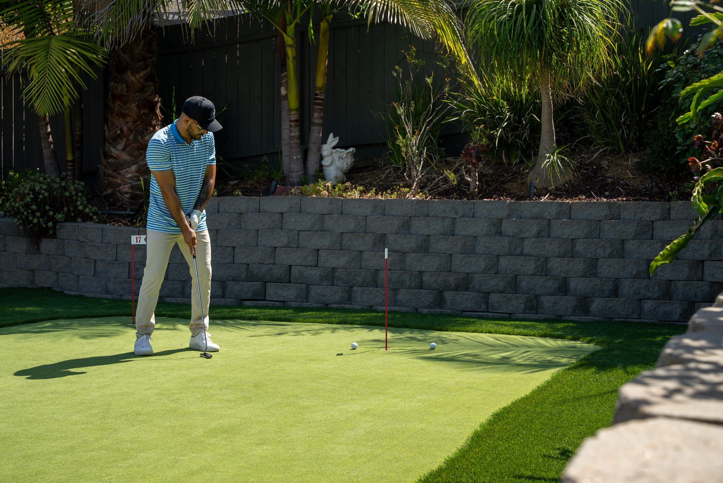 Man practicing putting